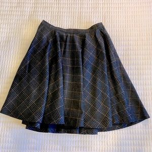 Joie Plaid Navy Wool Circle Skirt, Medium